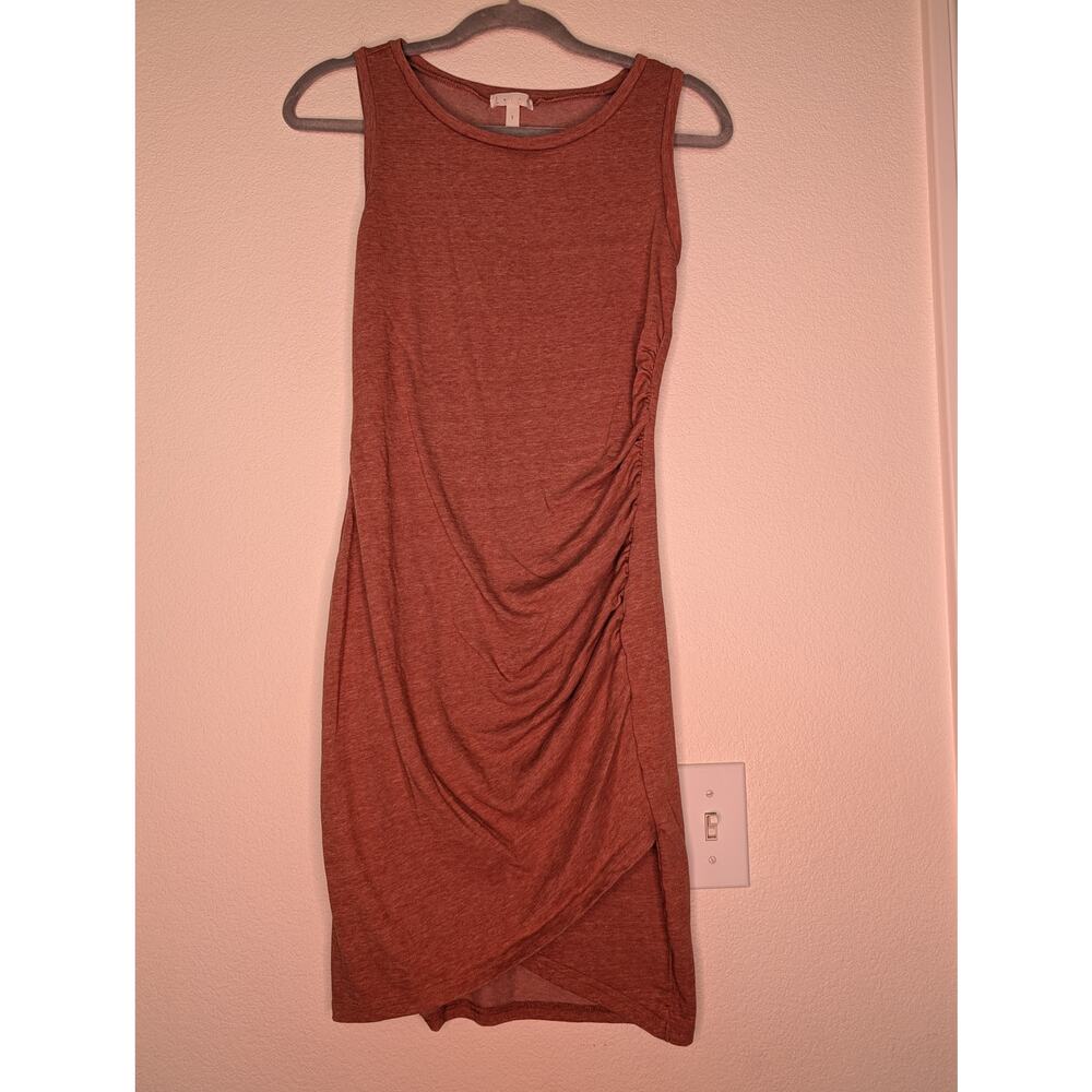 Leith Women's Cotton Blend Ruched Dress S Salmon Asymmetrical Boho Summer Travel